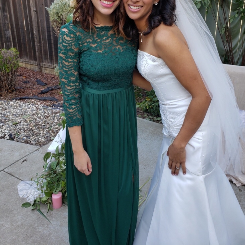 David’s Bridal Green Bridesmaid Dress
